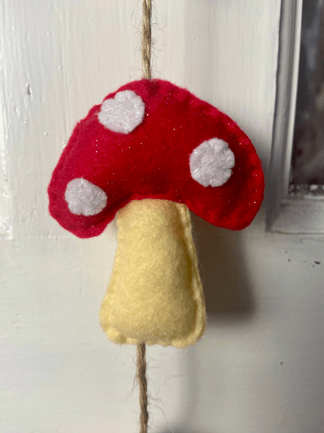 Hanging mushroom decoration.