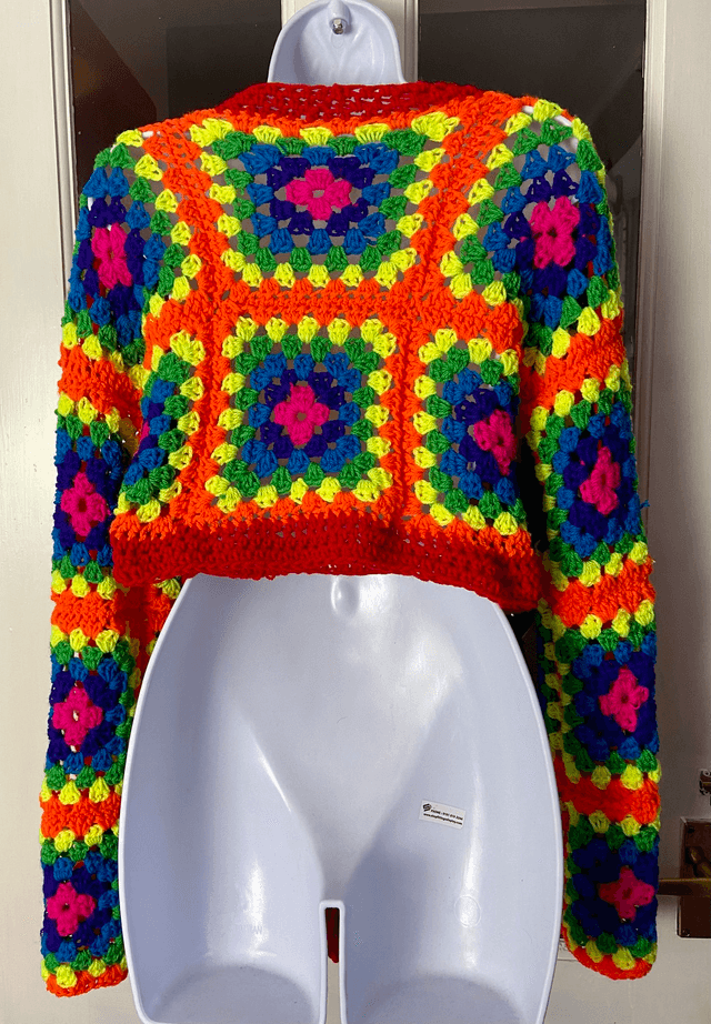 Crochet wrap cardigan.
