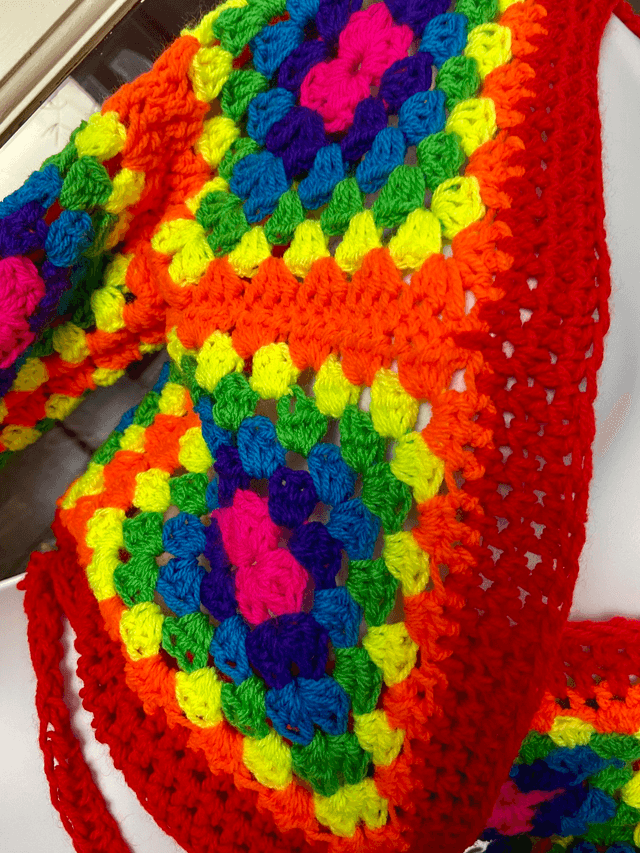 Crochet wrap cardigan.