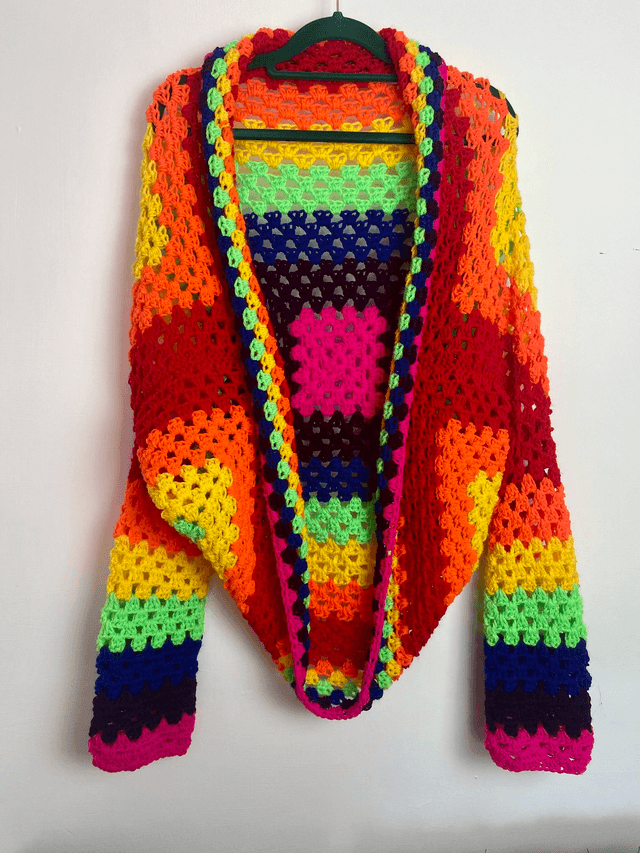 Rainbow shrug style cardigan.